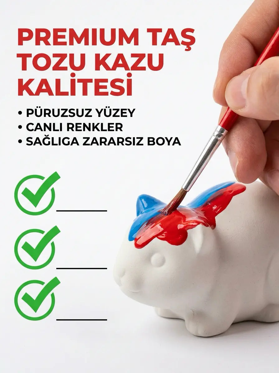 30'lu Dev Figür Boyama Seti Taş Tozu Karışık Hayvan Ve Araçlar Hobi Aktivite Kiti (12 Boya + 2 Fırça)