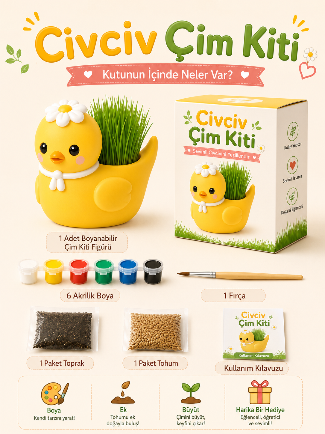 Civciv Çim Yetiştirme Kiti