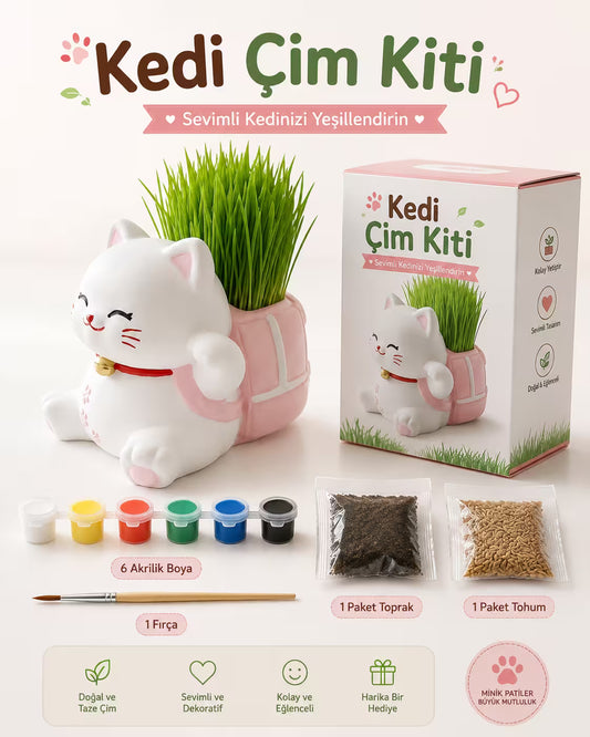 Kedi Çim Yetiştirme Kiti - Aktivite Seti
